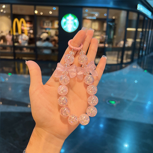潮流蝴蝶结爱心串珠钥匙扣链挂件DIY饰品少女心挂链