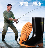 才锐雨鞋 劳保工地胶鞋 钓鱼专用雨靴男款 防蛇防水耐磨高筒防滑水鞋