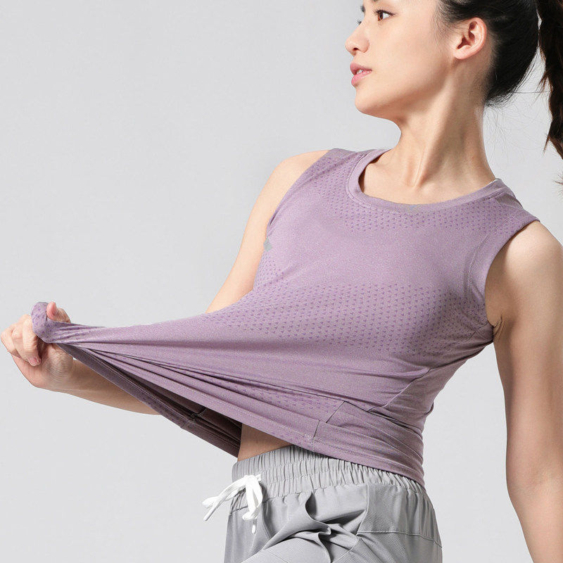 马孔多健身衣运动服女宽松透气速干跑步背心T恤无袖田径训练瑜伽