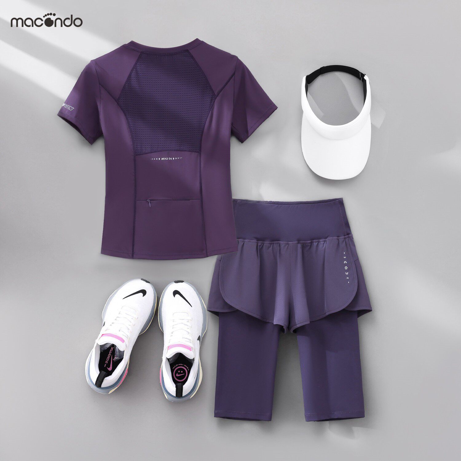 马孔多运动健身套装女2026新款夏季后口袋放手机专业跑步服速干衣