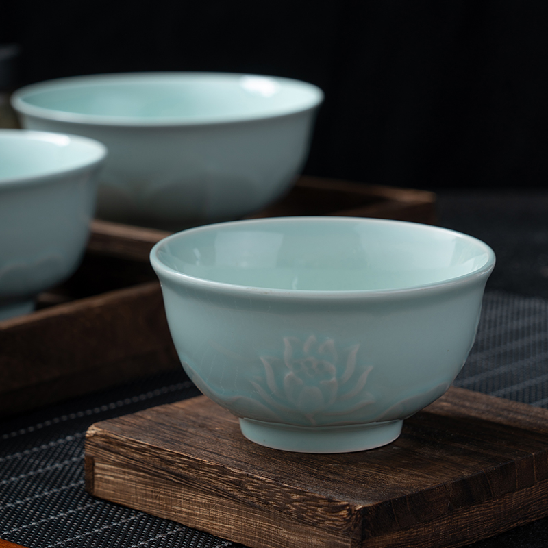 青瓷陶瓷中式家用高品质高足防烫