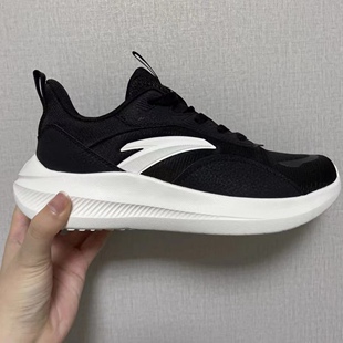 安踏织物跑步鞋2025冬季新款网面透气黑色健身黑武士慢跑运动鞋男