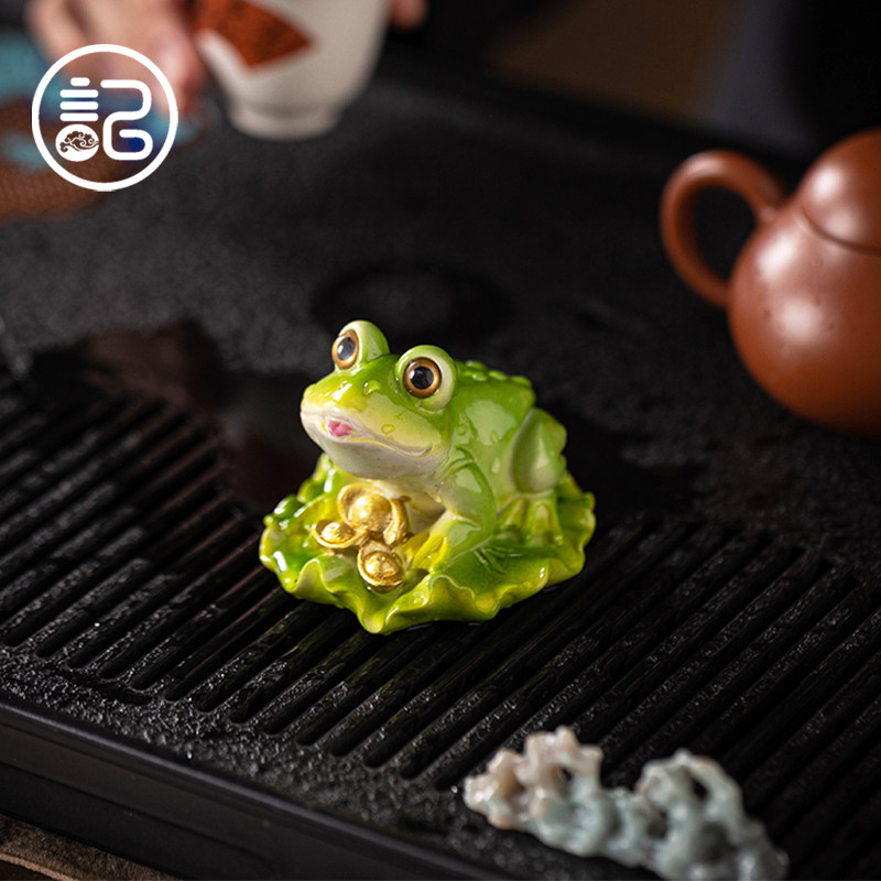 记今朝【蛙鸣富贵】变色青蛙创意茶宠摆件精品茶玩茶盘茶几摆设