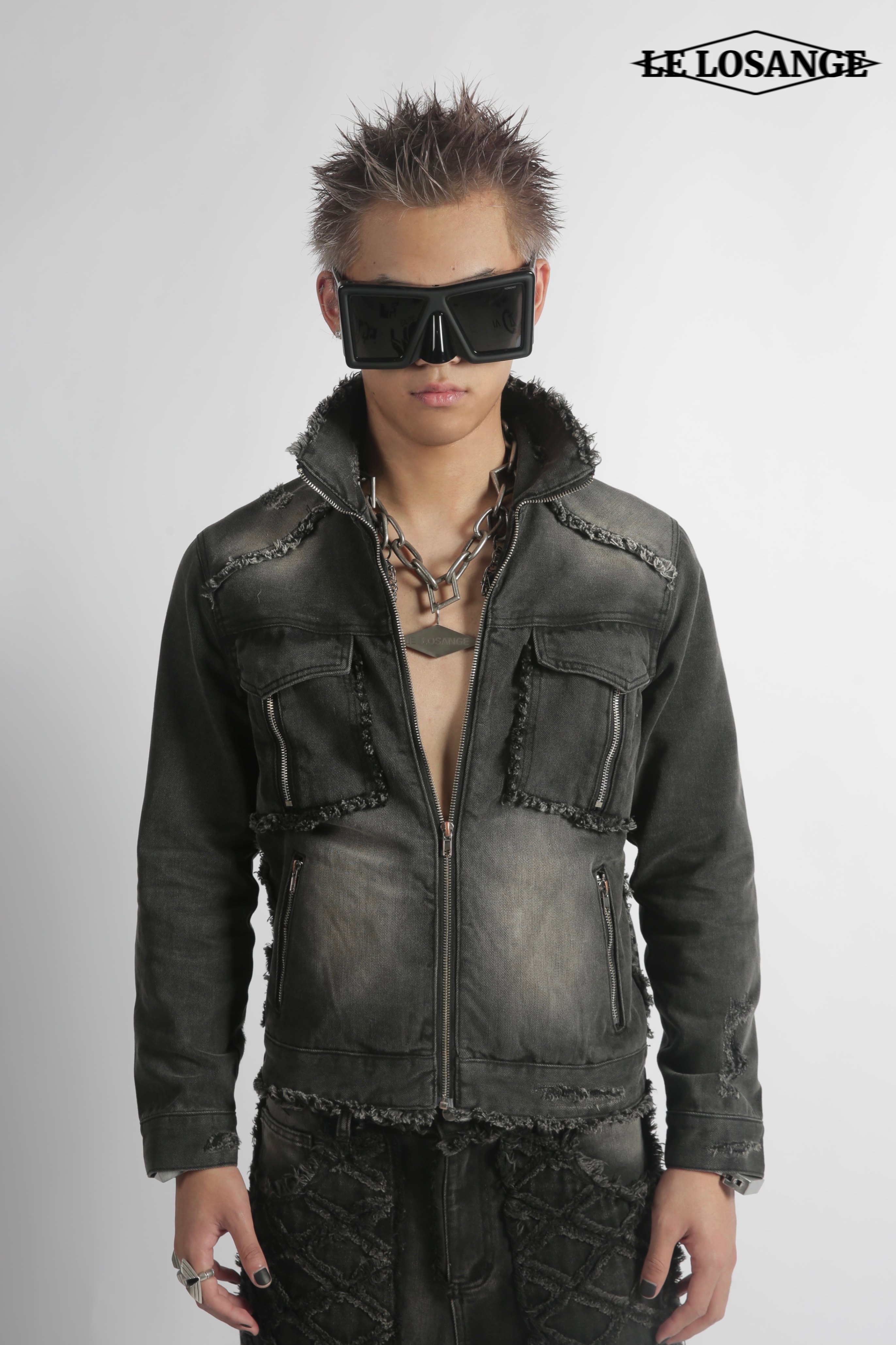 LE LOSANGE水洗牛仔夹克 ZIP DENIM JACKET