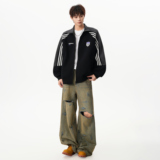 25秋新款中性風(fēng)美式條紋外套開(kāi)衫衛(wèi)衣ZKS8012P70，女裝短外套，星座1308