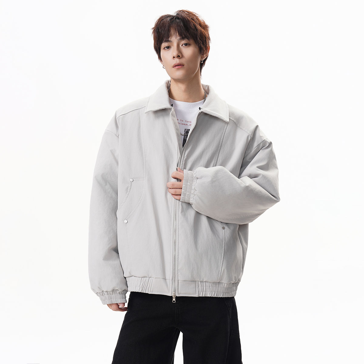 羊羔毛翻领夹克棉服M25668P110，男装夹克，星座1308