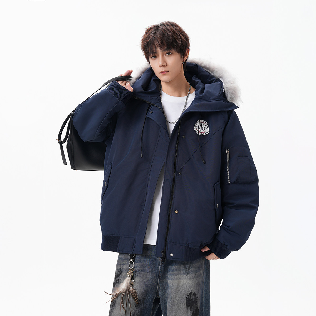 深度库存1W件大毛领连帽棉服直播品质MF2510特P100,男装棉衣,星座1308