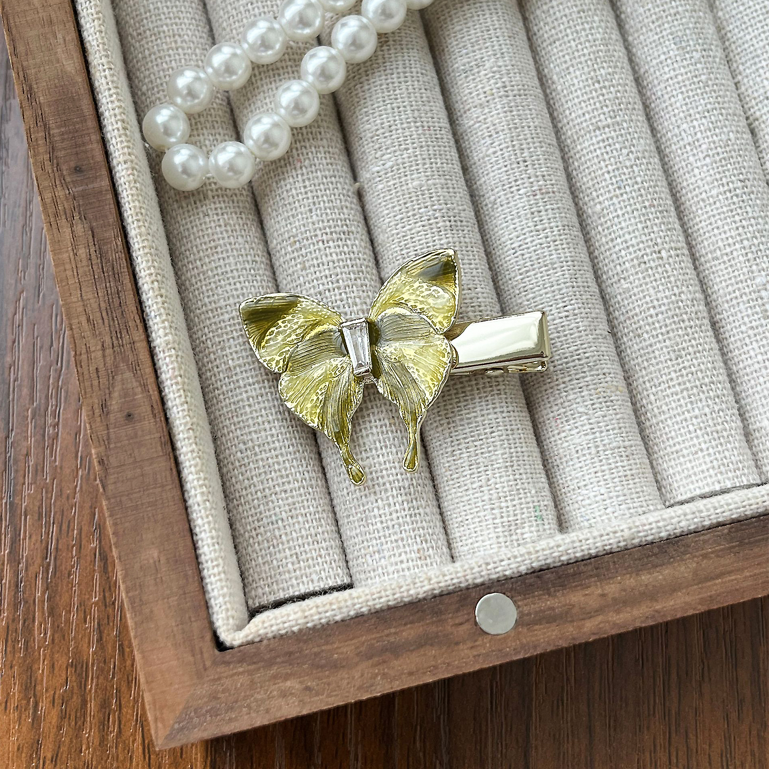 迷你滴油蝴蝶结发夹手工锆石