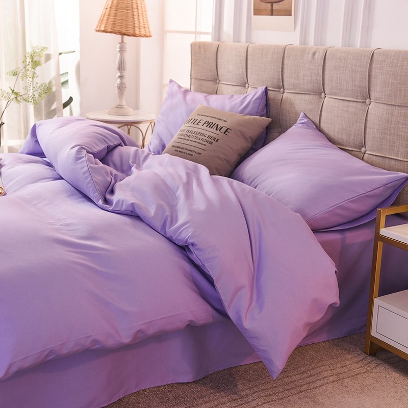 紫色四件套简约北欧现代学生床上3三件套小香风床单床笠款纯色ab,床上用品,床品套件/四件套/多件套,淘宝优惠券,粉丝福利购,淘宝优惠卷