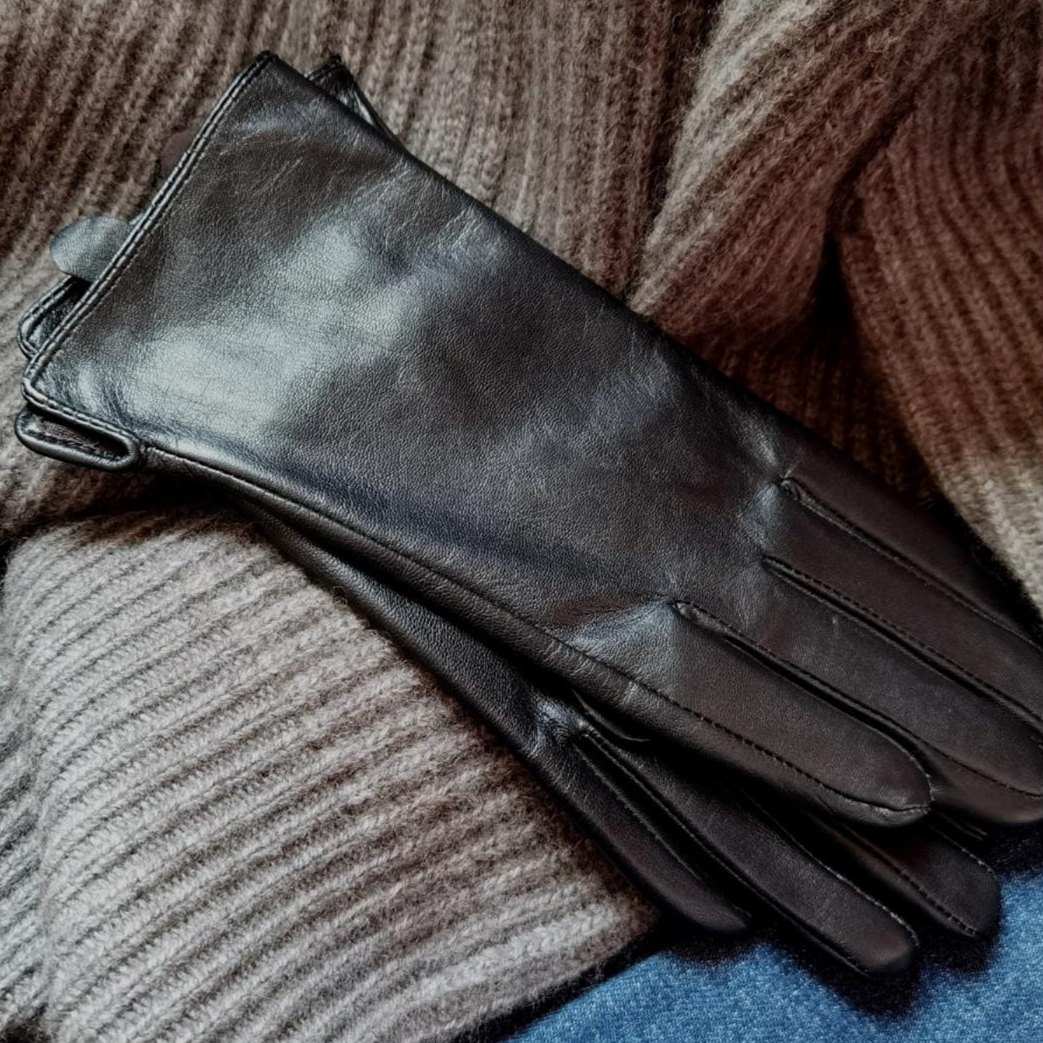 超软小羊皮手套简约意大利小羊皮真皮手套女冬季丝里薄款保暖