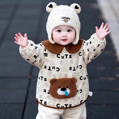 罩衣男宝宝洋气外穿宝宝罩衣儿童防水防脏护衣秋冬男宝反穿衣吃饭