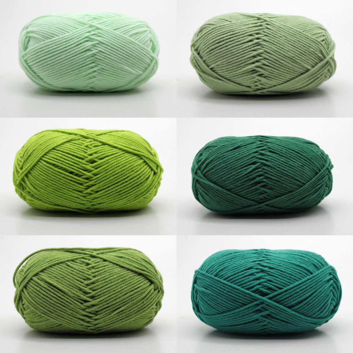 4股牛奶棉绿色毛线团中粗