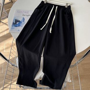 香蕉运动裤 145cm小个子阔腿裤 150高腰宽松直筒休闲卫裤 新款 女夏季