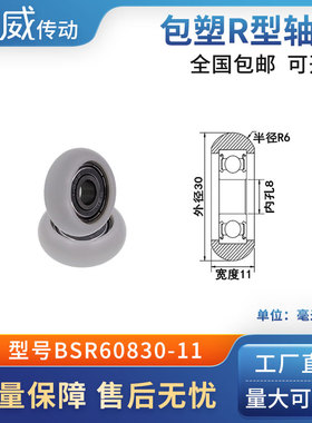 圆弧球面包塑滑轮POM聚甲醛尼龙成型轴承耐磨承重抗压BSR60830-11