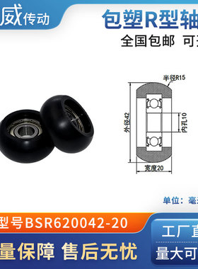 圆弧球面包塑滑轮POM尼龙成型轴承耐磨承重抗压BSR620042-20