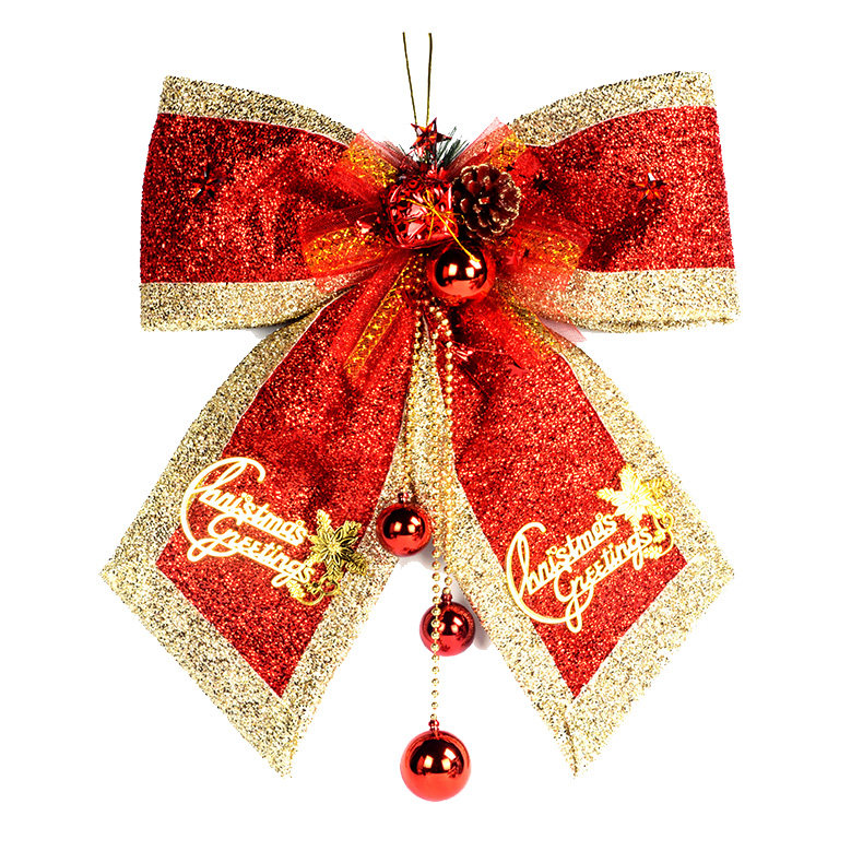 圣诞节装饰品大小号红金圣诞树蝴蝶结橱窗玻璃门挂墙挂酒店美陈