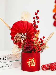 新年过年客厅装饰品发财果福桶摆件2026马年桌面春节氛围气氛布置