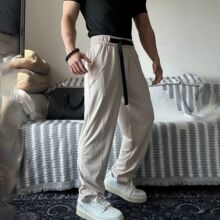 HN潮牌【自带卡扣腰带】冰感夏季薄款直筒裤男女百搭垂感冰丝