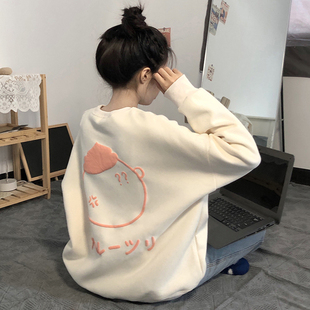 初中生卫衣少女12大童15学生高中打底衫春秋薄款宽松长袖t恤上衣