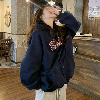 女加绒卫衣慵懒ins宽松