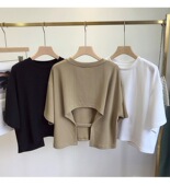 夏季 女装 港味小众短款 2026年新款 短袖 上衣性感别致纯欲露背T恤ins