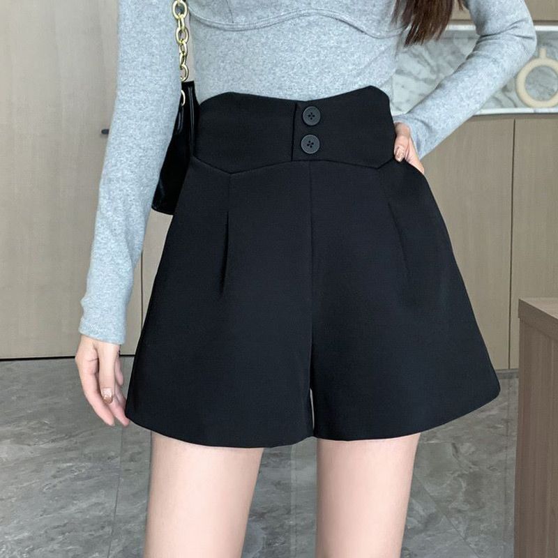 小个子休闲裤子外穿女阔腿靴裤秋冬季2025年新款高腰显瘦毛呢短裤