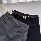 高腰显瘦小个子百搭a字休闲穿靴热裤 辣妹毛呢短裤 秋冬外穿新款 子