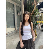 无袖 工装 风辣妹工字背心女夏小众设计感吊带修身 针织别致运动上衣