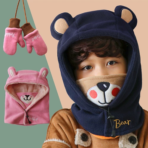 Детская флисовая зимняя шапка для мальчиков, детский удерживающий тепло ветрозащитный шарф, маска