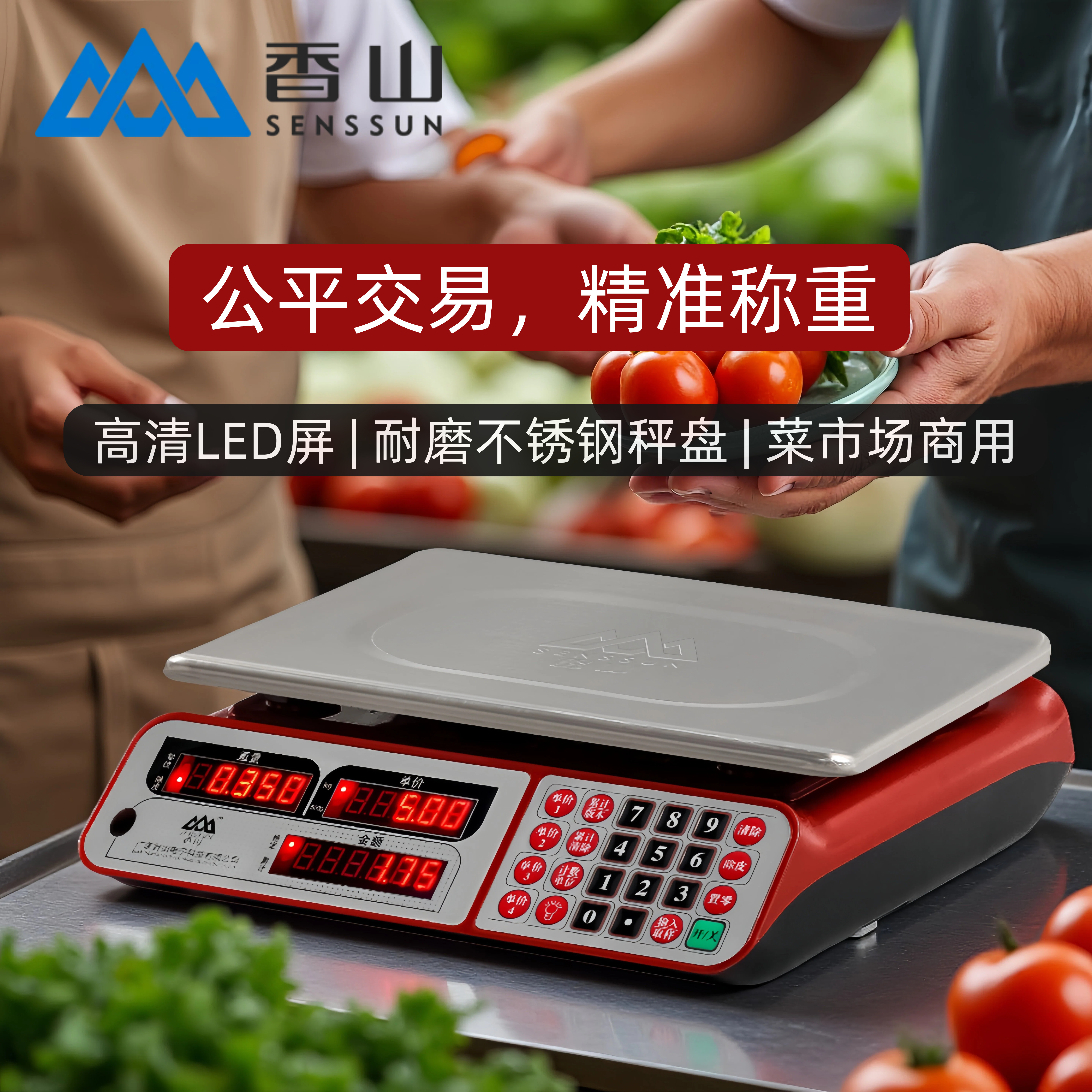 香山精准电子秤商用小型高精度电子称称重台秤公斤厨房30kg计价秤