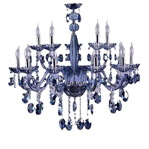 蓝色水晶吊灯欧式灯简欧客厅灯具美式卧室餐厅灯奢华大气蜡烛灯饰