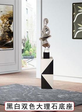 黑白里外双色大理石落地摆台基座展厅样板房摆件落地支撑展示底座