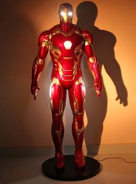 钢铁侠摆件大型漫威玻璃钢发光雕塑商场店铺影院卡通落地装饰模型