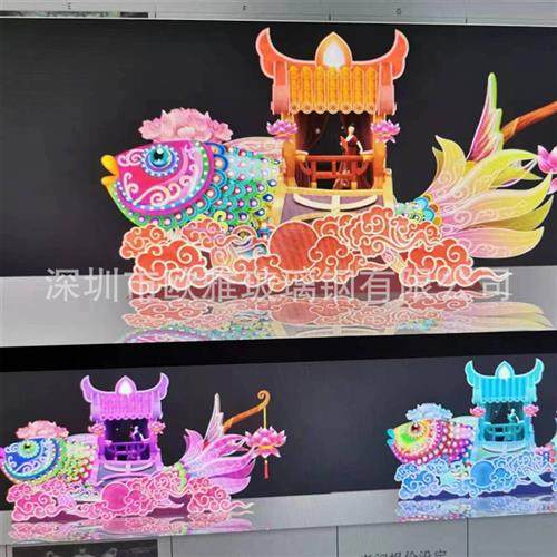 米大型节庆巡游花车玻璃钢雕塑主题彩车发光游园花车餐车美陈