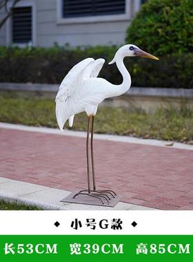 户外玻璃钢仿真白鹭雕塑园林景观白鹤仙鹤别墅庭院水池鸟摆件装饰
