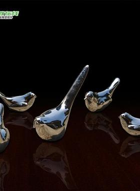 不锈钢精密铸造镜面鸽子小鸟摆件抽象写实动物软装配件艺雕塑