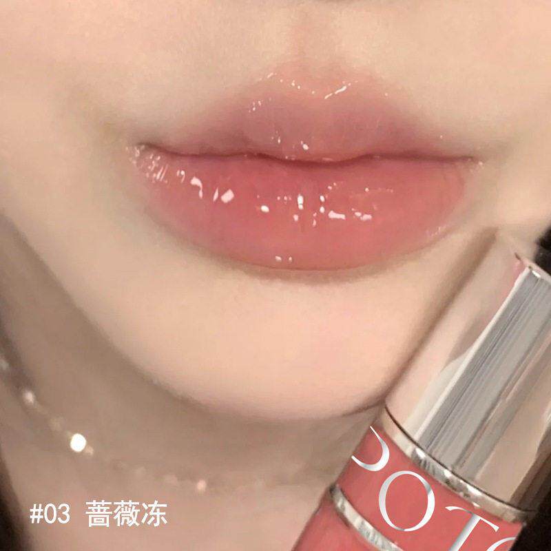 水色蜜唇釉镜面水光饱GDX嘟唇嘟唇部精华低和红蜜桃粉细闪持妆显