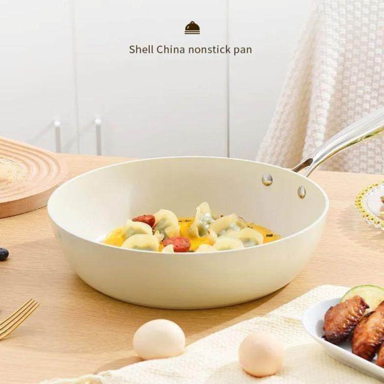 沛晴陶瓷釉不粘锅官方店家用不沾无油烟炒菜锅无涂层平底炒锅