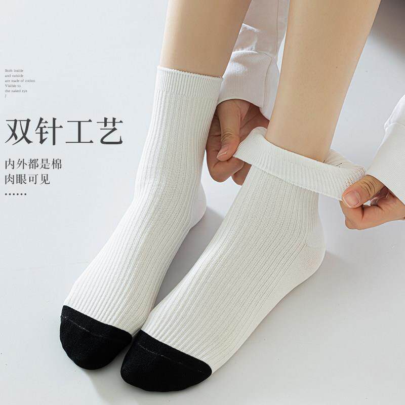 袜AKB中子女日春夏薄款白条黑纹中短筒夏季防臭吸汗透气系运动筒