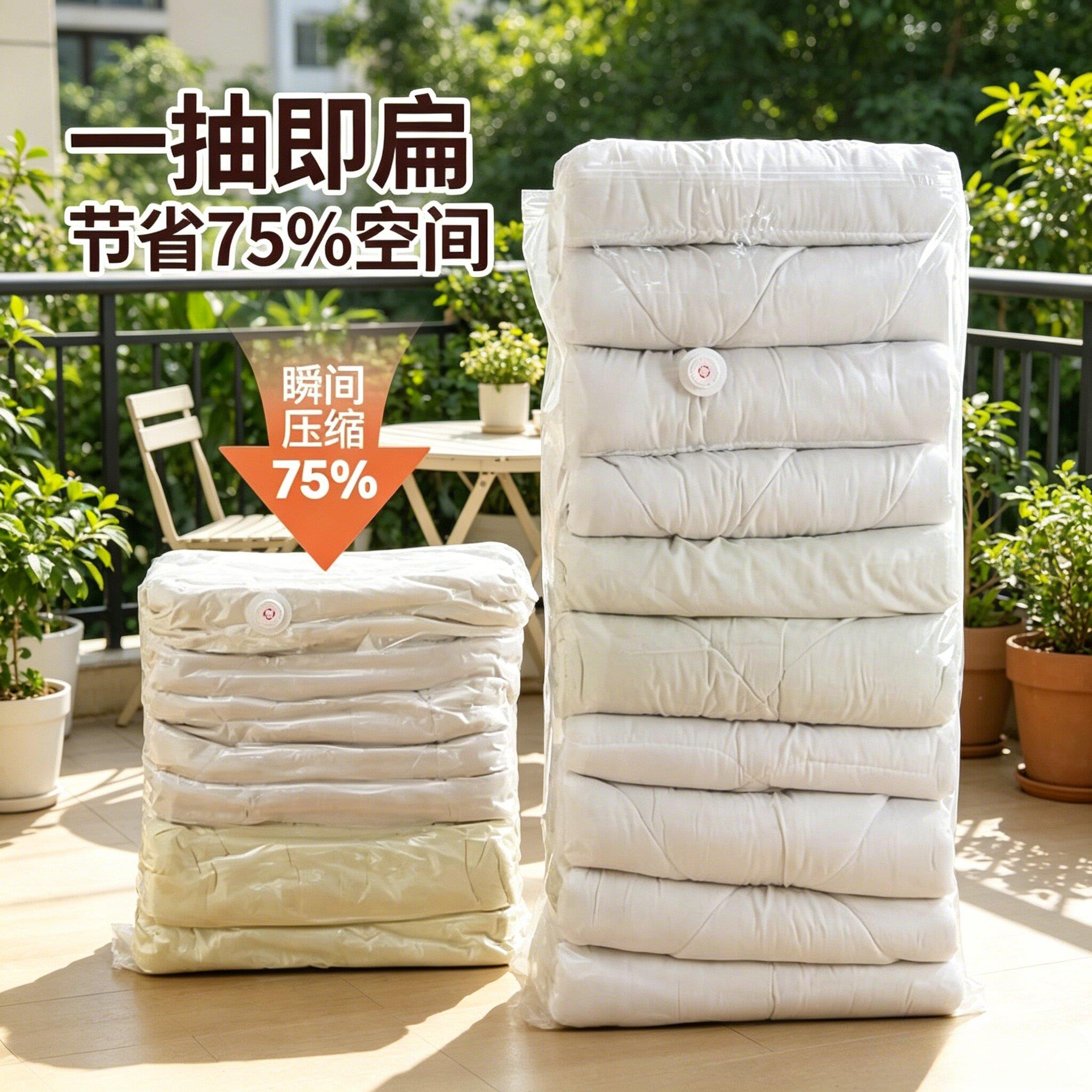 衣【拍一发】家用立DGE体收纳缩袋抽压两用换八季压服棉被真空压