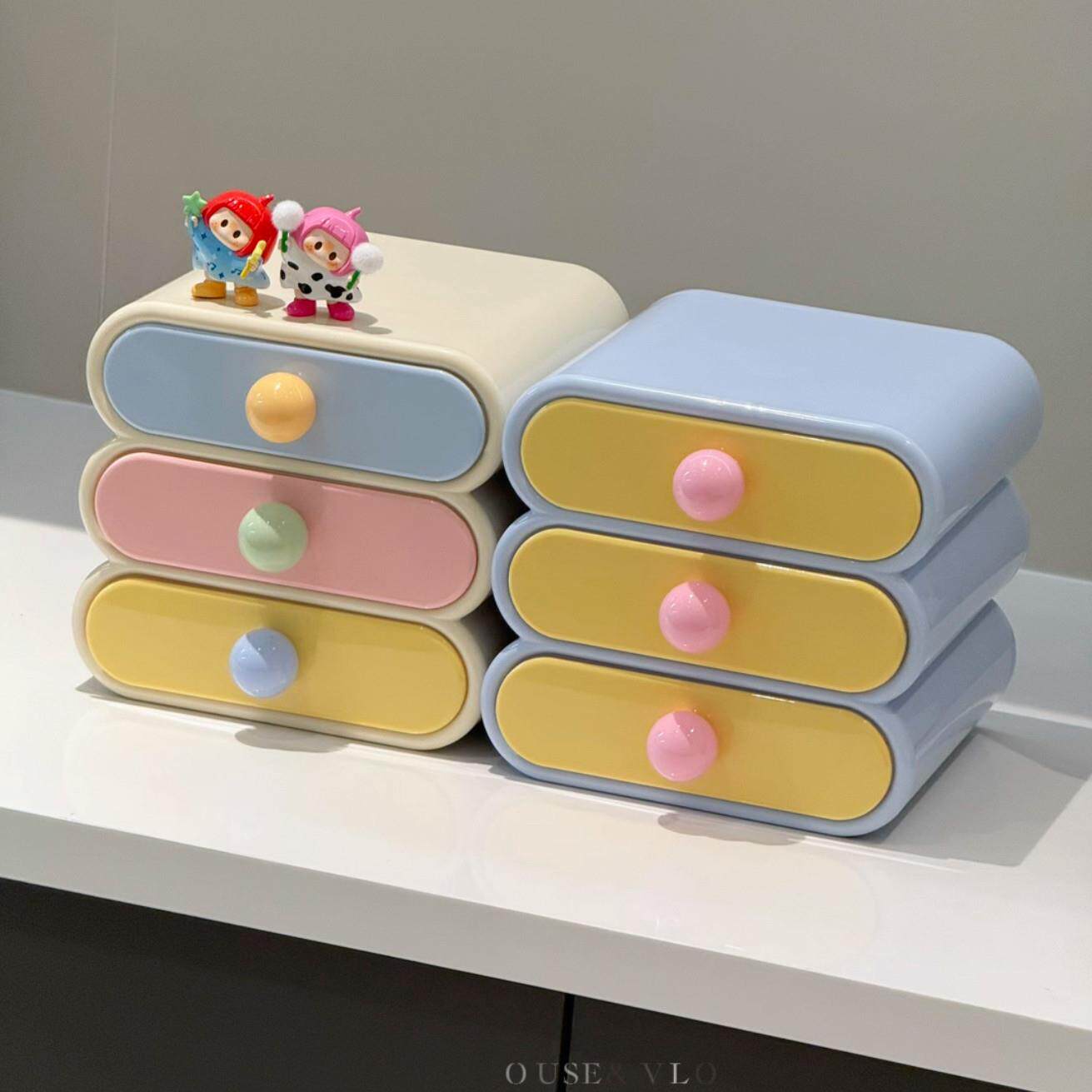 抽屉式化妆品收纳盒桌面学生办公室高级感梳妆台分格收纳置物架