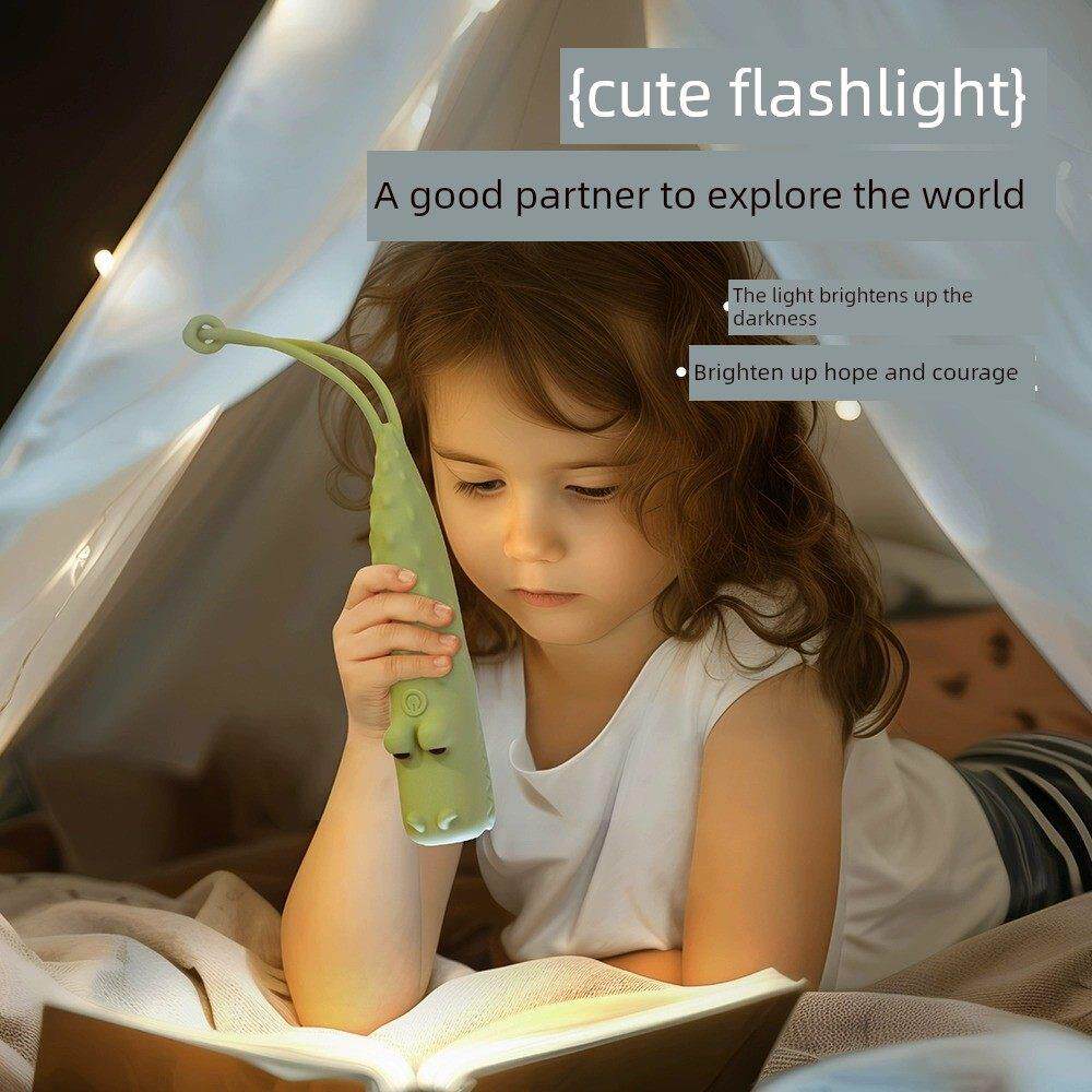 卡通动物硅胶手电筒夜灯可充电便携式儿童学生宿舍手持式小台灯