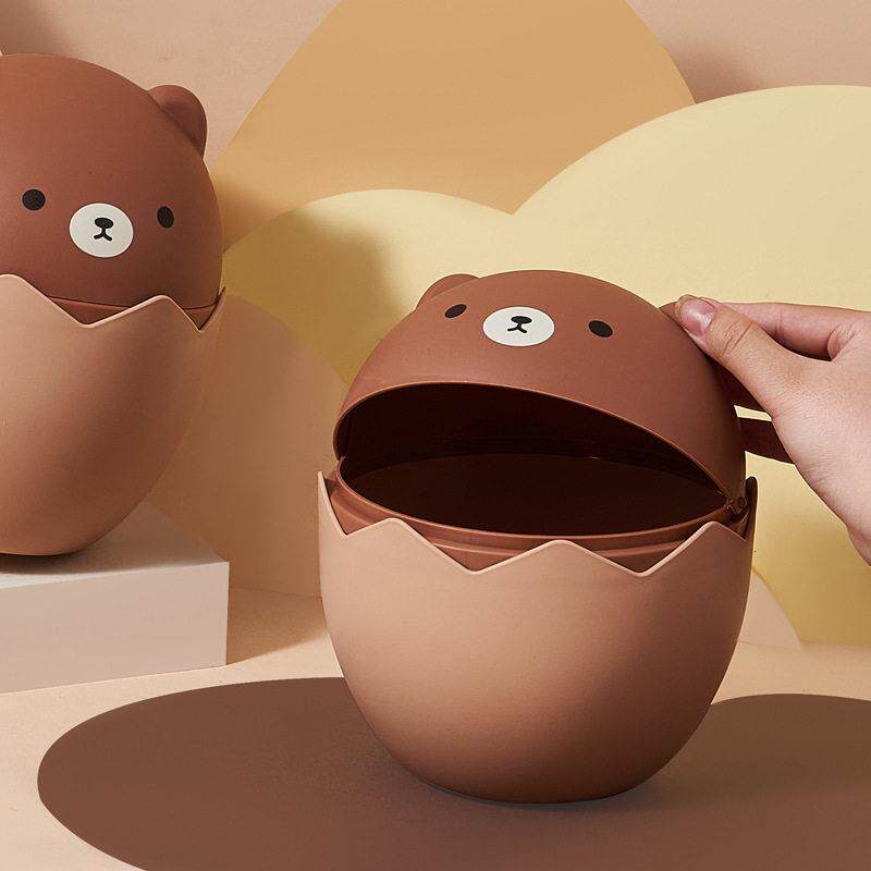 桌面垃圾桶可爱迷你办公室桌子茶几收纳桶小号带翻盖家用2023新款