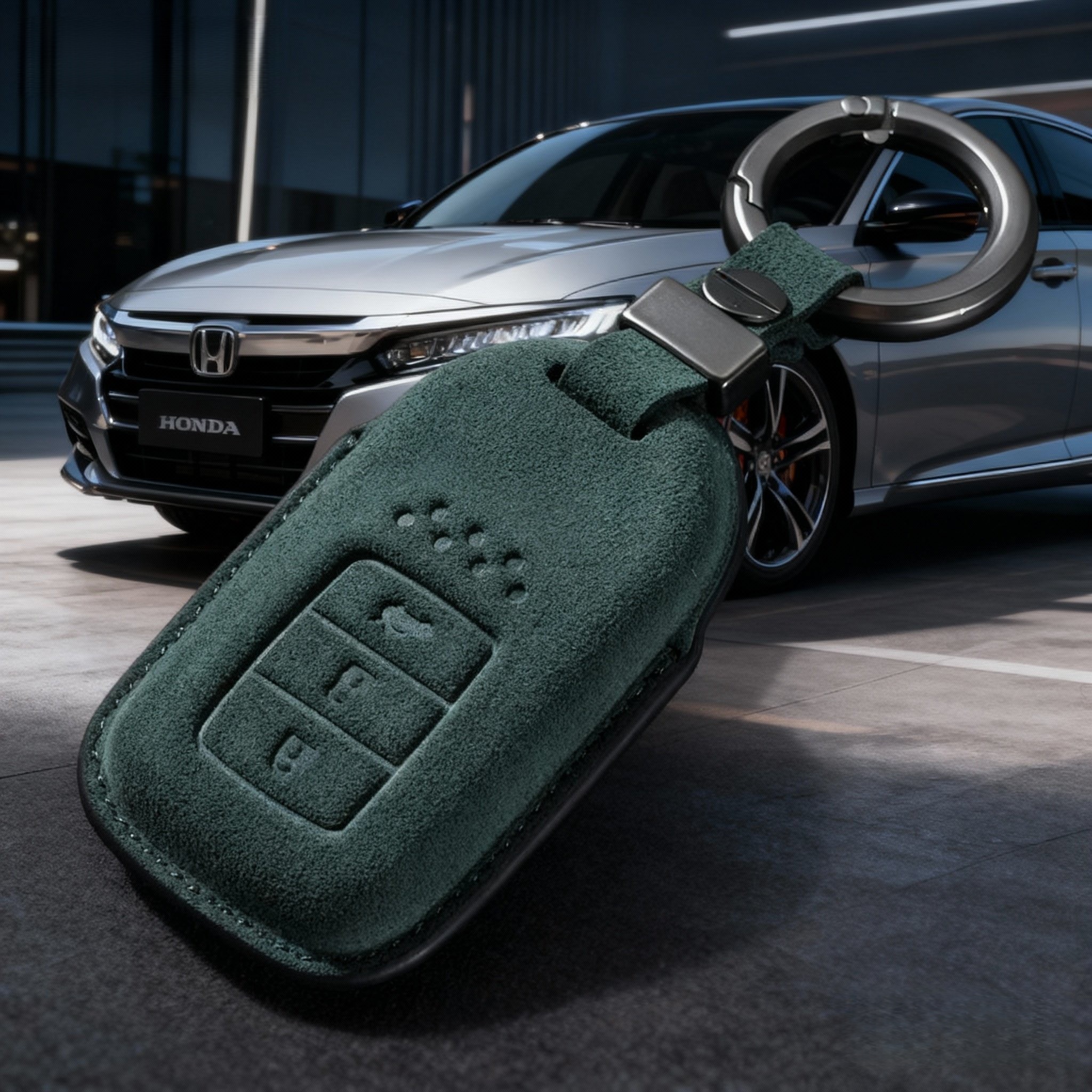 适用本田翻毛皮钥匙套扣壳包