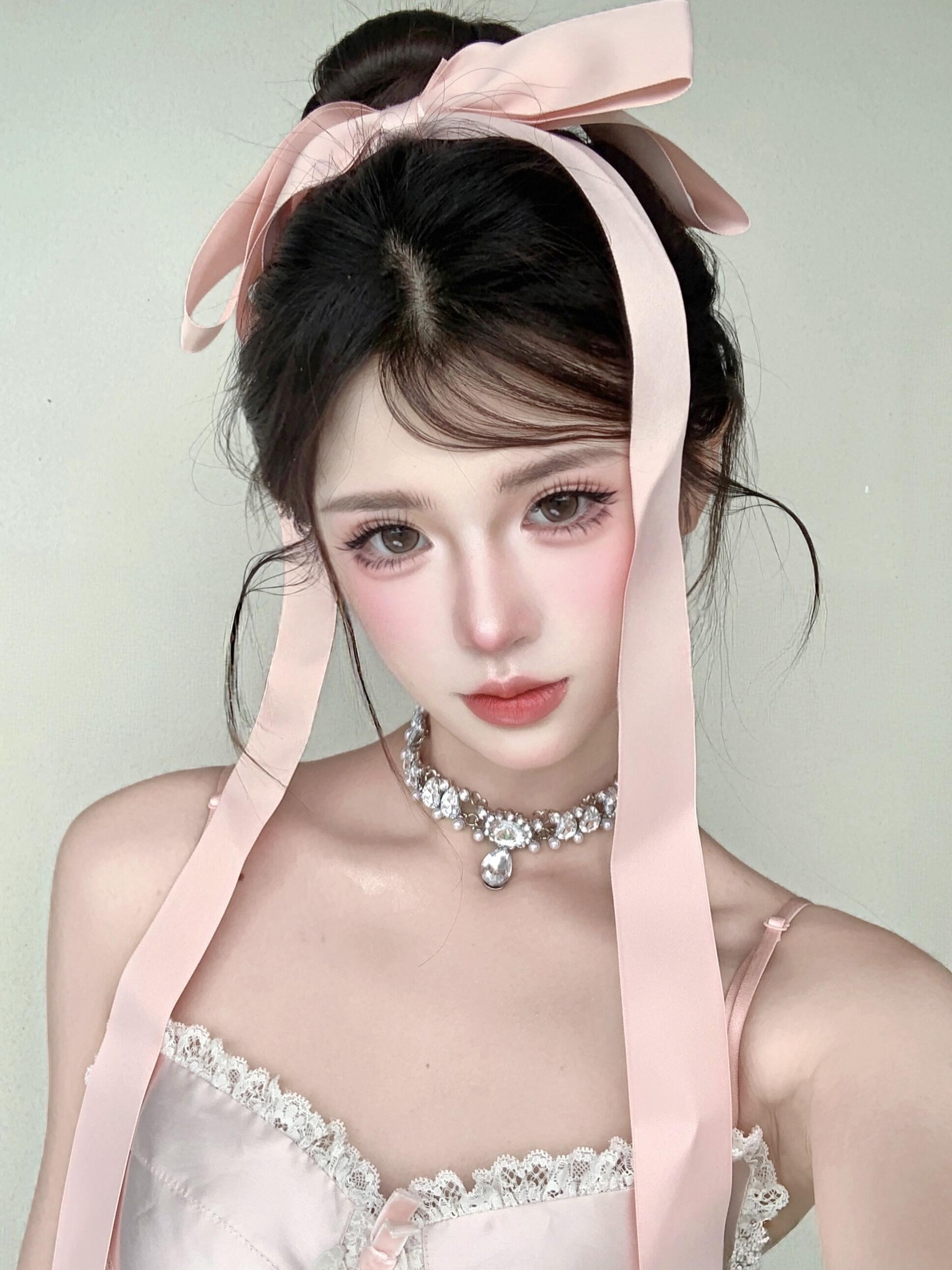 粉色蝴蝶结顶夹发饰芭蕾风超长飘带发夹甜美少女感气质百搭头饰