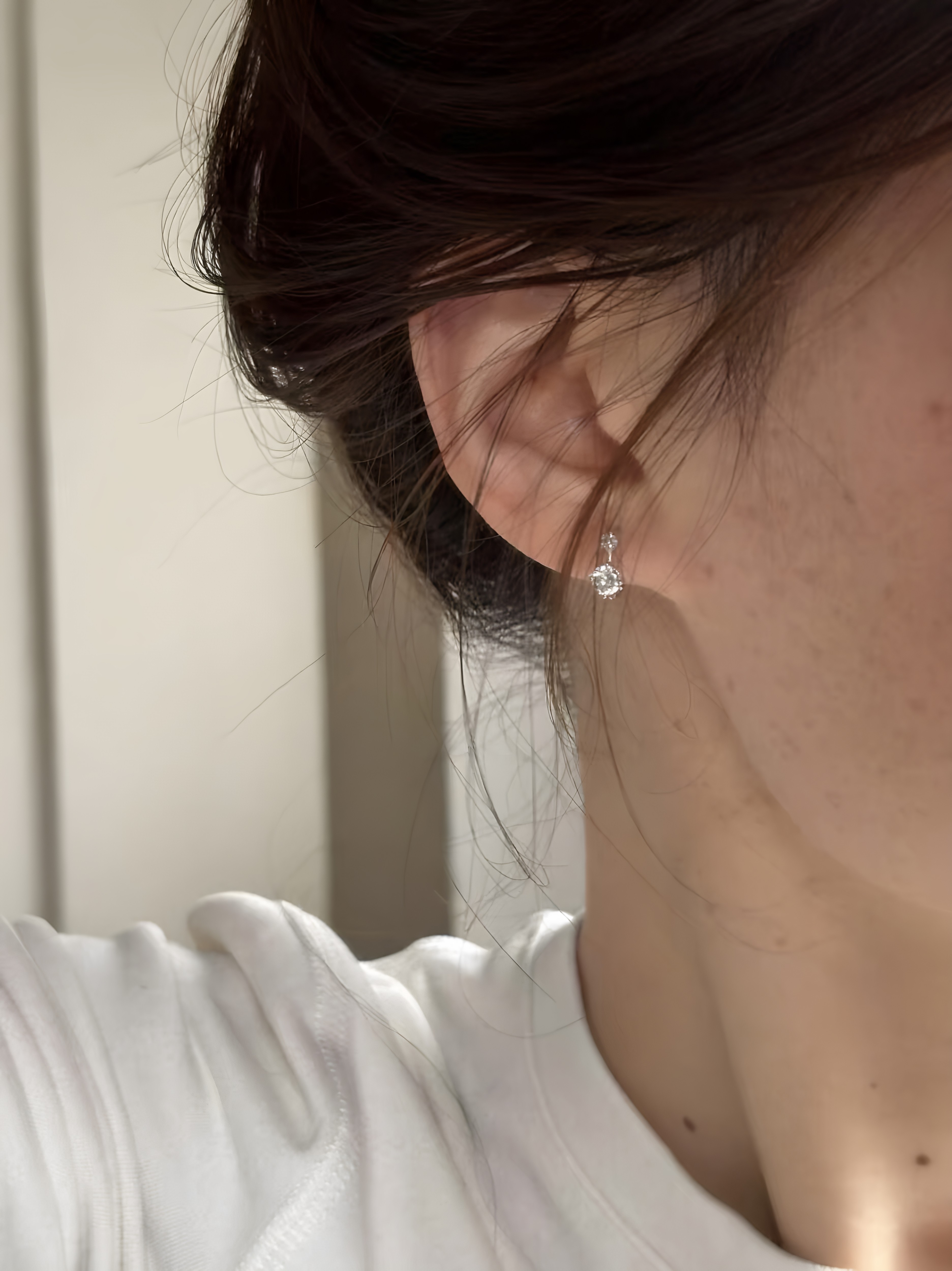 精致高级感闪钻挂式气质简约百搭耳饰女养耳洞耳圈耳环双锆石耳扣