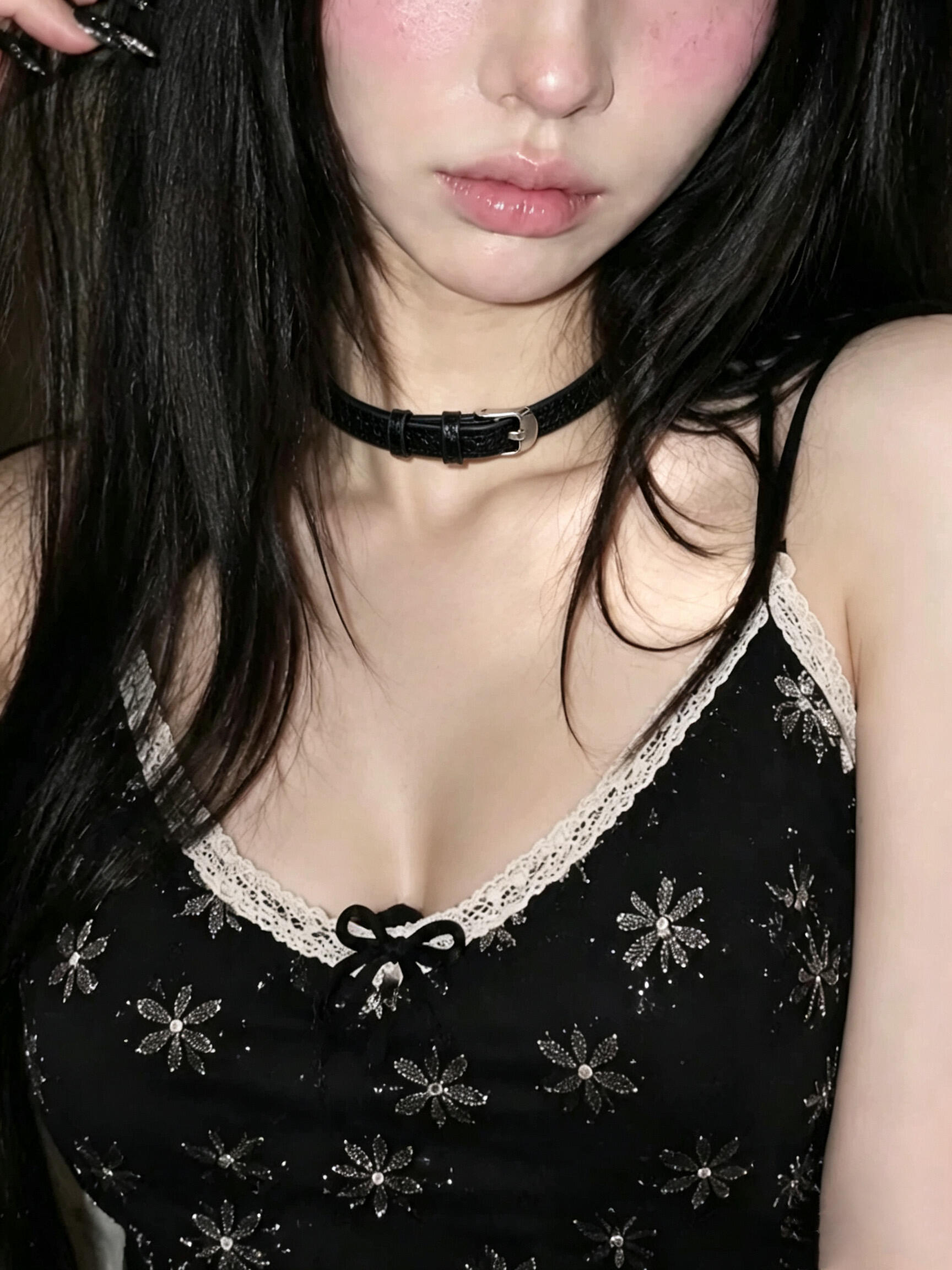 甜酷朋克裂纹皮带项圈choker项链女小众高级感金属辣妹锁骨链