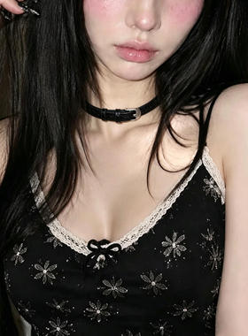 甜酷朋克裂纹皮带项圈choker项链女小众高级感金属辣妹锁骨链