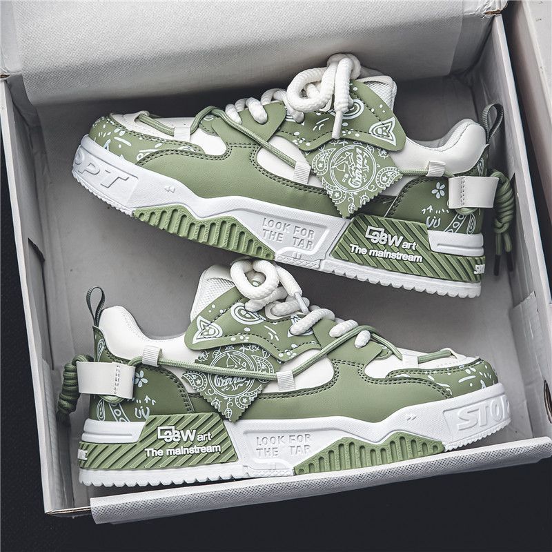 男鞋2025新款小众原创百搭厚底板鞋青少年运动休闲鞋ins拼色潮鞋