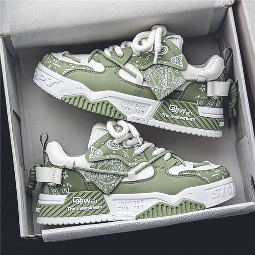 男鞋2025新款小众原创百搭厚底板鞋青少年运动休闲鞋ins拼色潮鞋